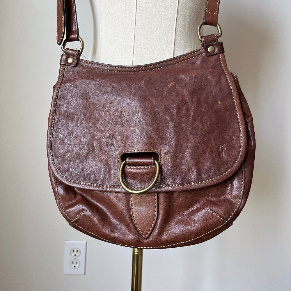 Frye Lucy Flap Crossbody Bag Cognac